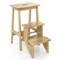 Natural Rubber Wood 3-in-1 Step Ladder, Stool and Plant Stand with Anti-Slip Pedals